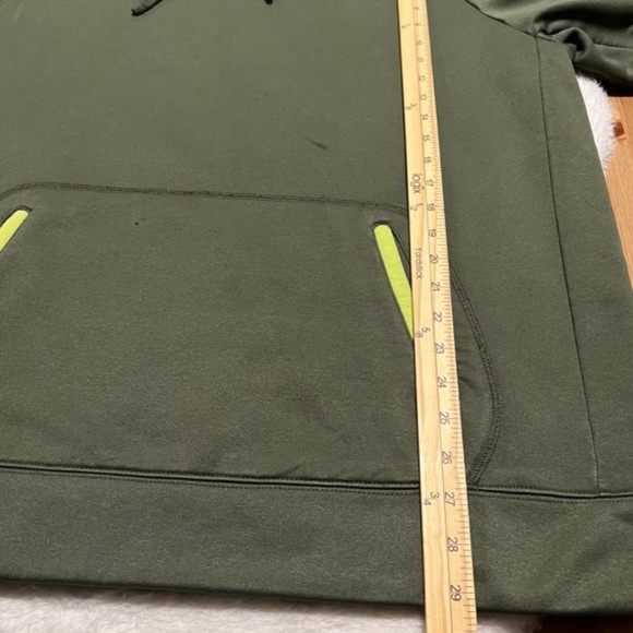 Russell Mens Army Green Fleece Drawstring Hoodie Sweater Jacket Size XLarge - Picture 10 of 10